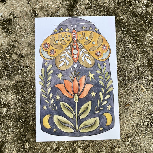 Folk Moth - postcard