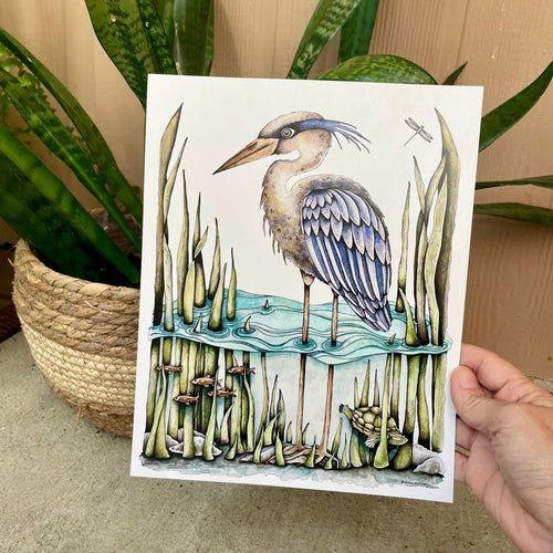 Blue Heron and Friends Art Print