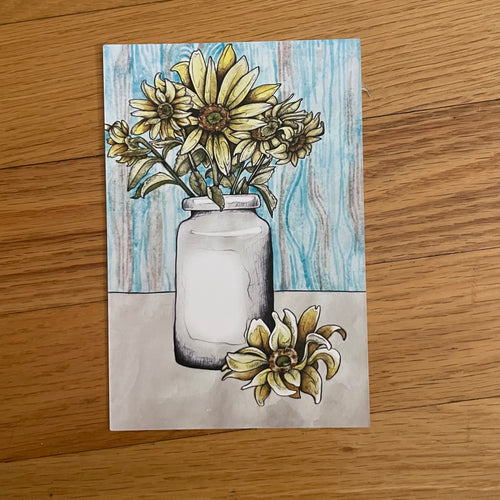 Sunflower Vase - postcard