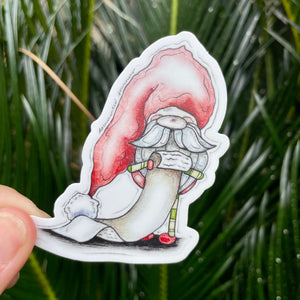 Gnome with list - Vinyl Sticker